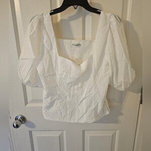 Abercrombie & Fitch NWT White Smocked Crop Top Side Ties Boho Size L